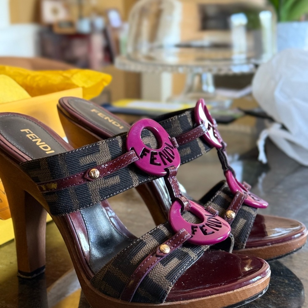 Fendi Black and Purple Heels with Sophisticated Design